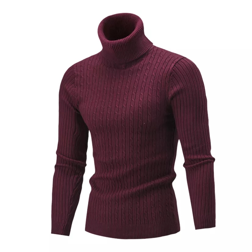 2022New Winter Jacquard Sweaters Men Turtleneck Warm Solid Color Long Sleeve Pullover Sport Male Knitted Slim New Year Clothing